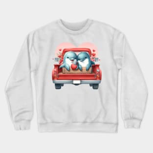 Valentine Dolphin Couple Sitting On Truck Crewneck Sweatshirt